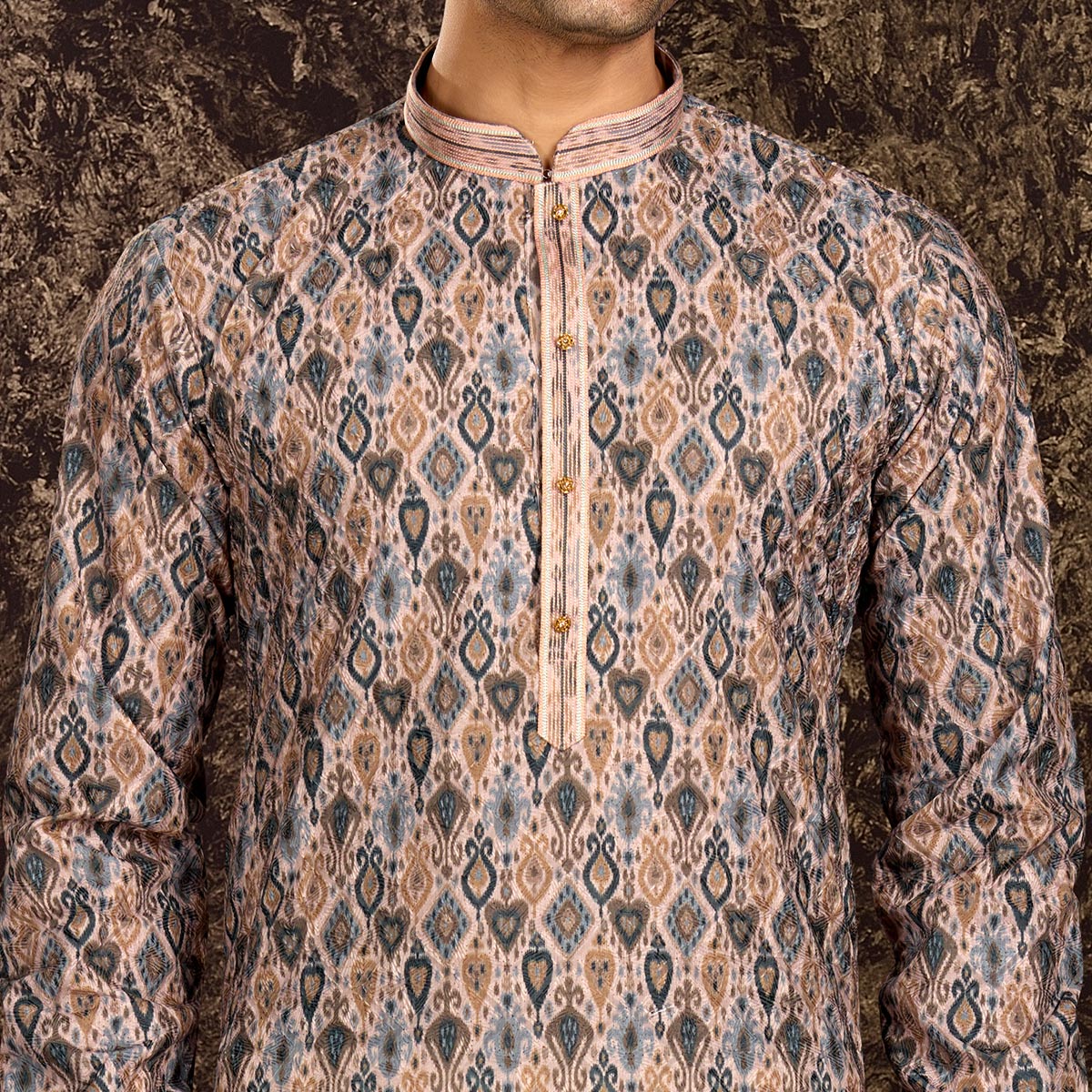 grey-lucknowi-and-digital-printed-cotton-kurta-pyjama-set