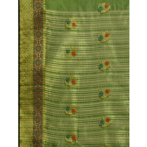 Mehendi Woven Organza Saree