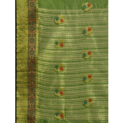 Mehendi Woven Organza Saree