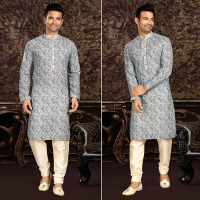 grey-lucknowi-and-digital-printed-cotton-kurta-pyjama-set-1