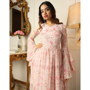 Light Pink Floral Printed Georgette Dress