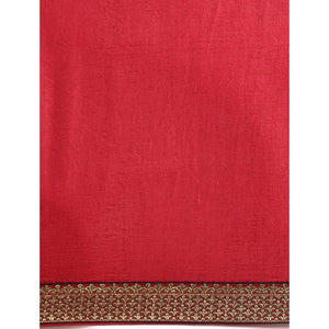 Maroon Solid Vichitra Silk Saree With Fancy Border