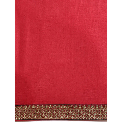 Maroon Solid Vichitra Silk Saree With Fancy Border