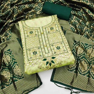 green-woven-with-embroidered-chanderi-dress-material