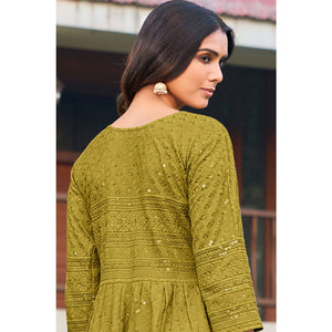 green-sequins-embroidered-rayon-naira-cut-kurti
