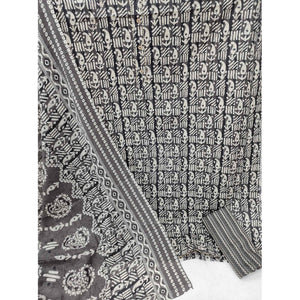 Grey Printed Cotton Blend Dress Material