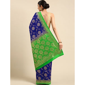 Blue Woven Kanjivaram Silk Saree