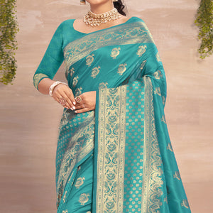 Blue Woven Art Silk Saree