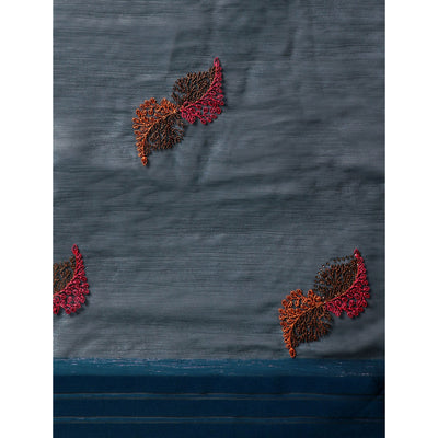 Blue Swarovski With Embroidery Work Chiffon Saree