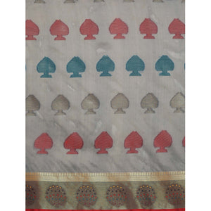 Grey Woven Organza Saree