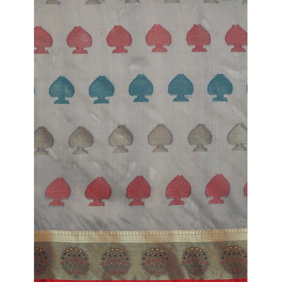 Grey Woven Organza Saree