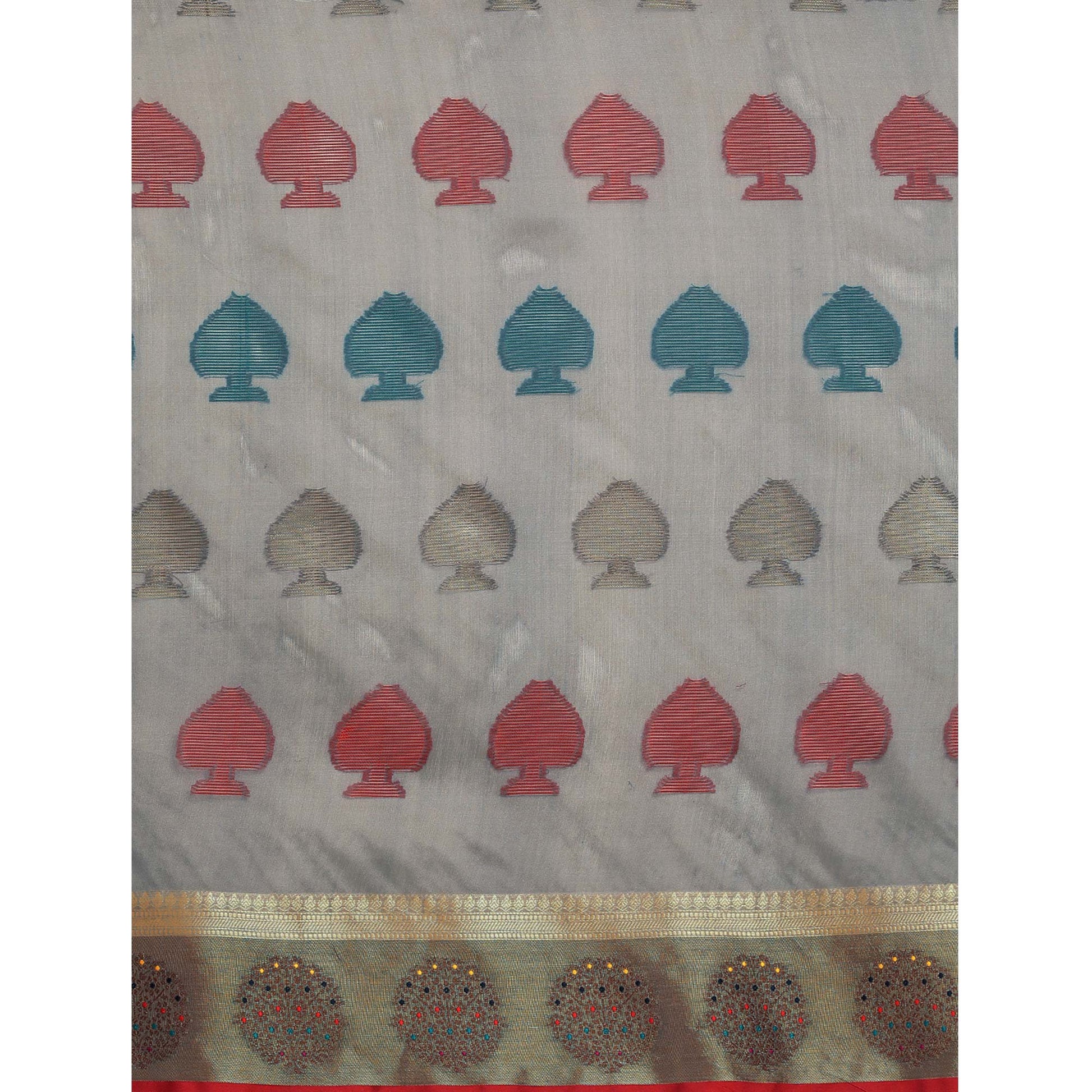 Grey Woven Organza Saree