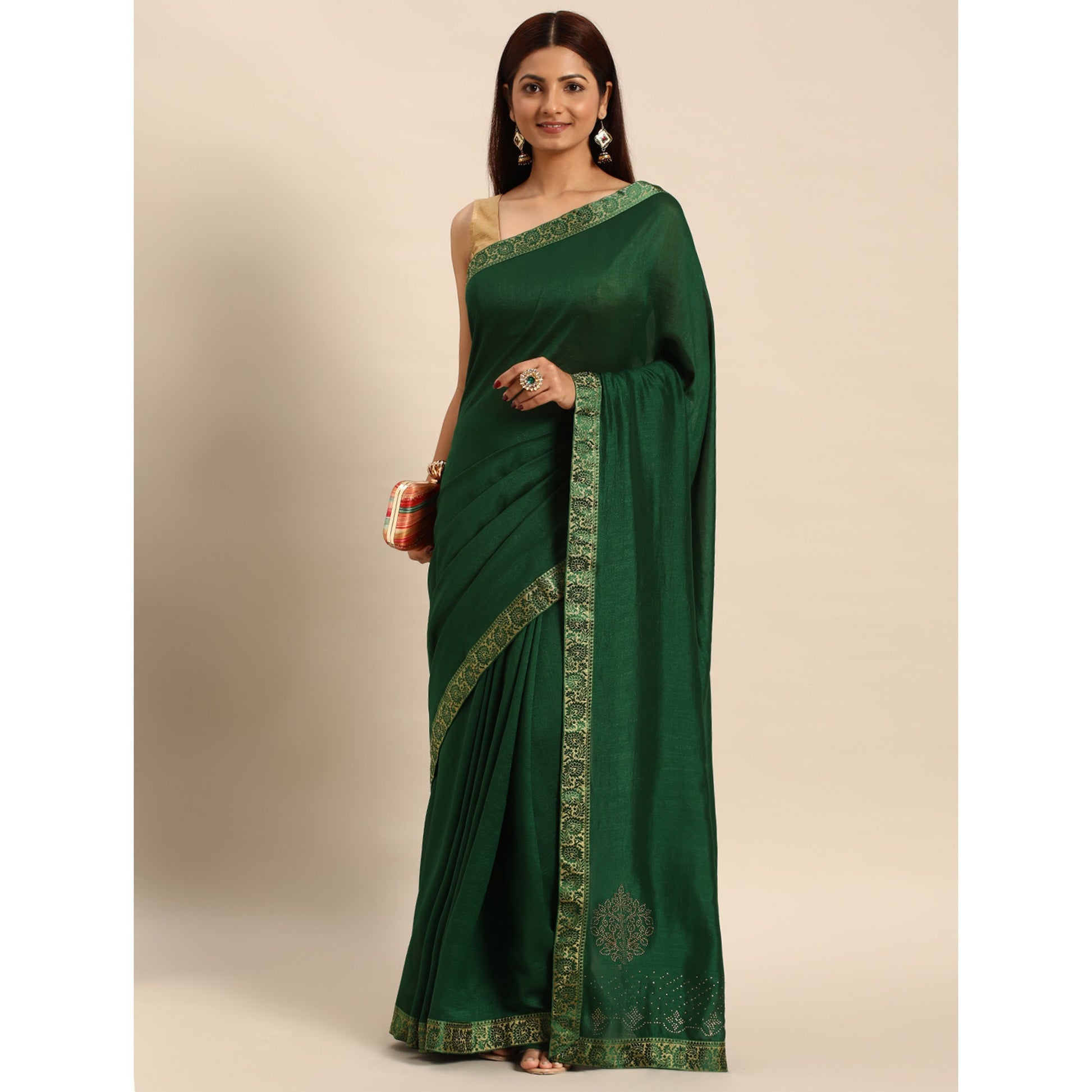 green-swaroski-work-vichitra-silk-saree