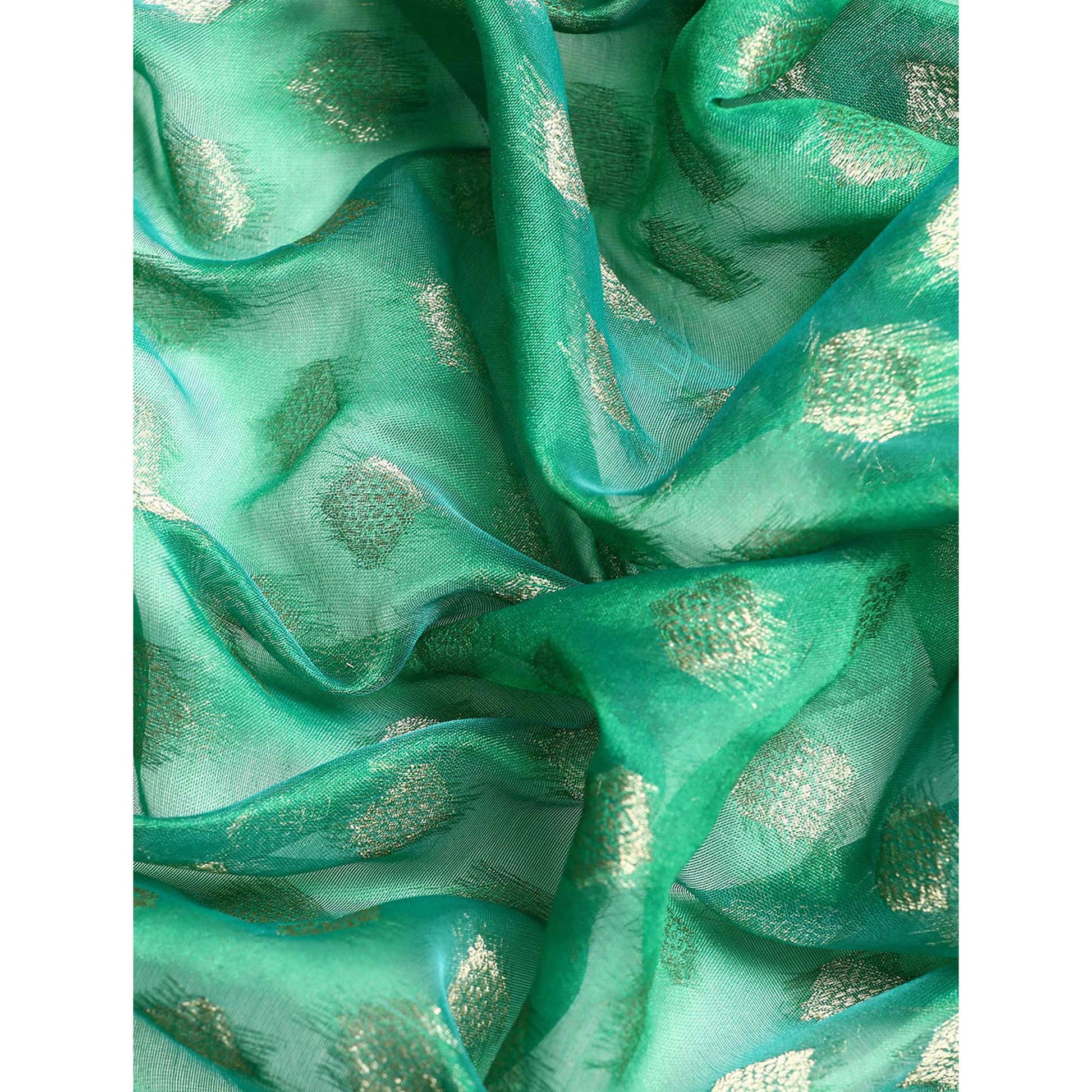 green-woven-organza-silk-saree-with-tassels