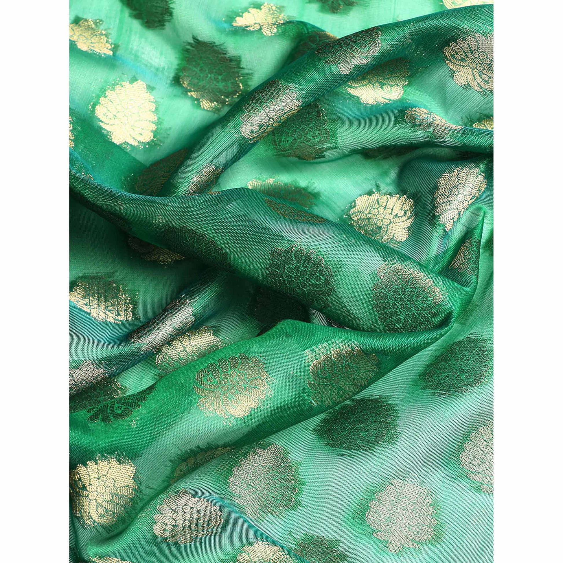 green-woven-organza-silk-saree-with-tassels-2