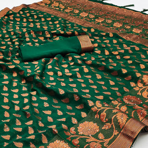 green-floral-woven-chiffon-saree