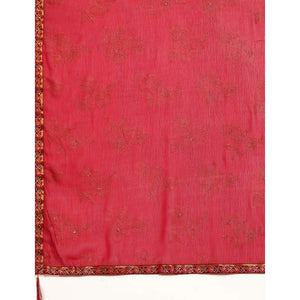 Maroon Floral Foil Printed Zomato Saree