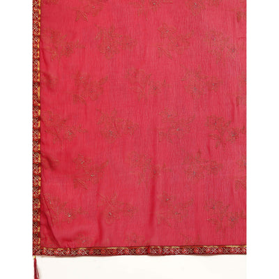 Maroon Floral Foil Printed Zomato Saree