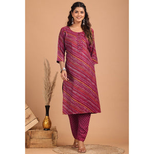 Maroon Foil Printed Rayon Suit