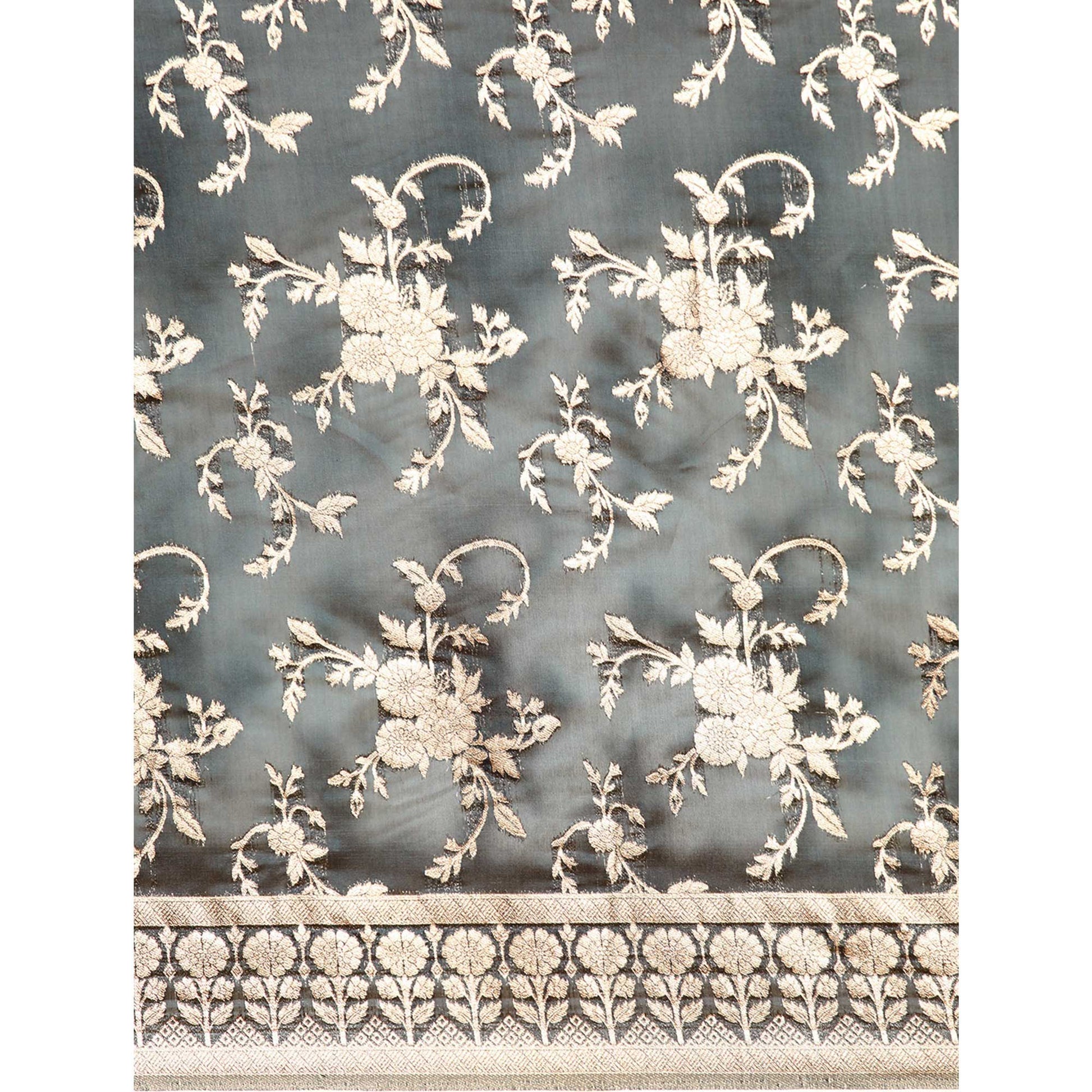 grey-floral-woven-organza-silk-saree-with-tassels