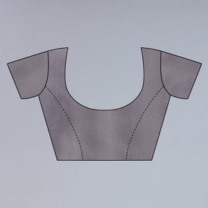 Grey Printed Georgette Saree With Crochet Border