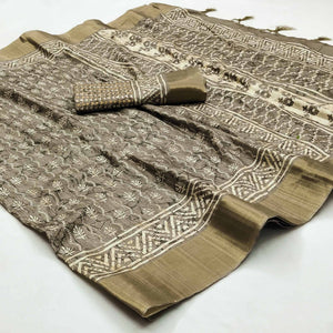 grey-floral-printed-matka-tussar-saree-with-tassels