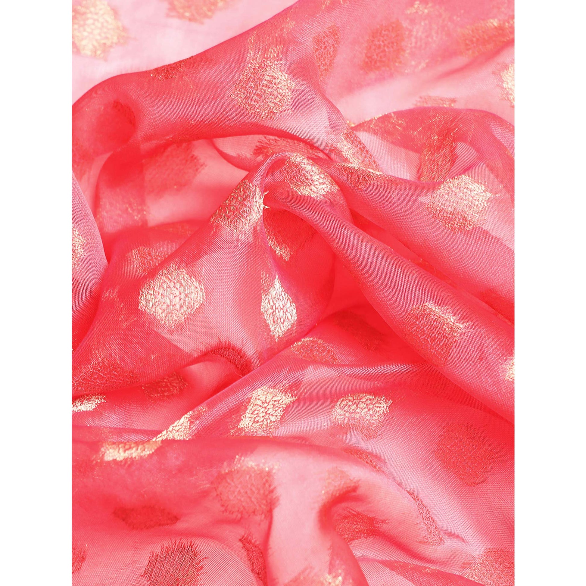 Gajari Pink Woven Organza Silk Saree With Tassels