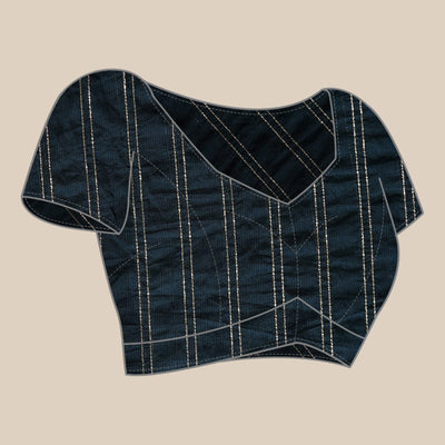 Blue Swarovski With Embroidery Work Chiffon Saree