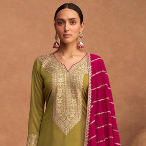 green-floral-sequins-embroidered-art-silk-semi-stitched-suit