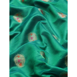 Morpich Green Woven Organza Saree