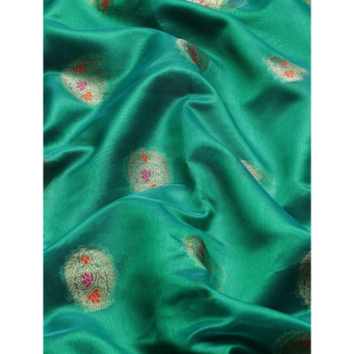 Morpich Green Woven Organza Saree