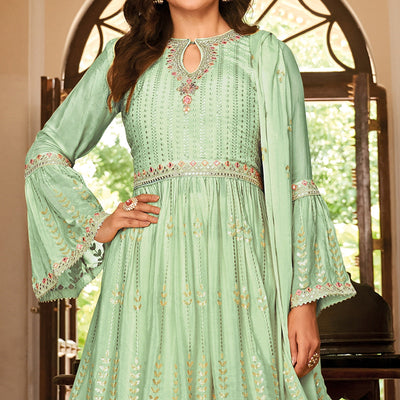 green-floral-sequins-embroidered-chiffon-semi-stitched-sharara-suit