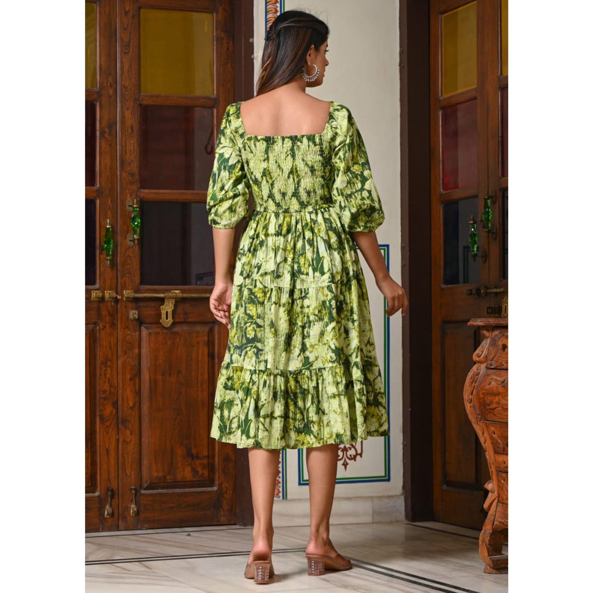 green-floral-printed-pure-cotton-dress