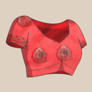 Maroon Woven Organza Saree