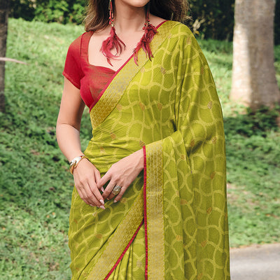 green-printed-chiffon-saree