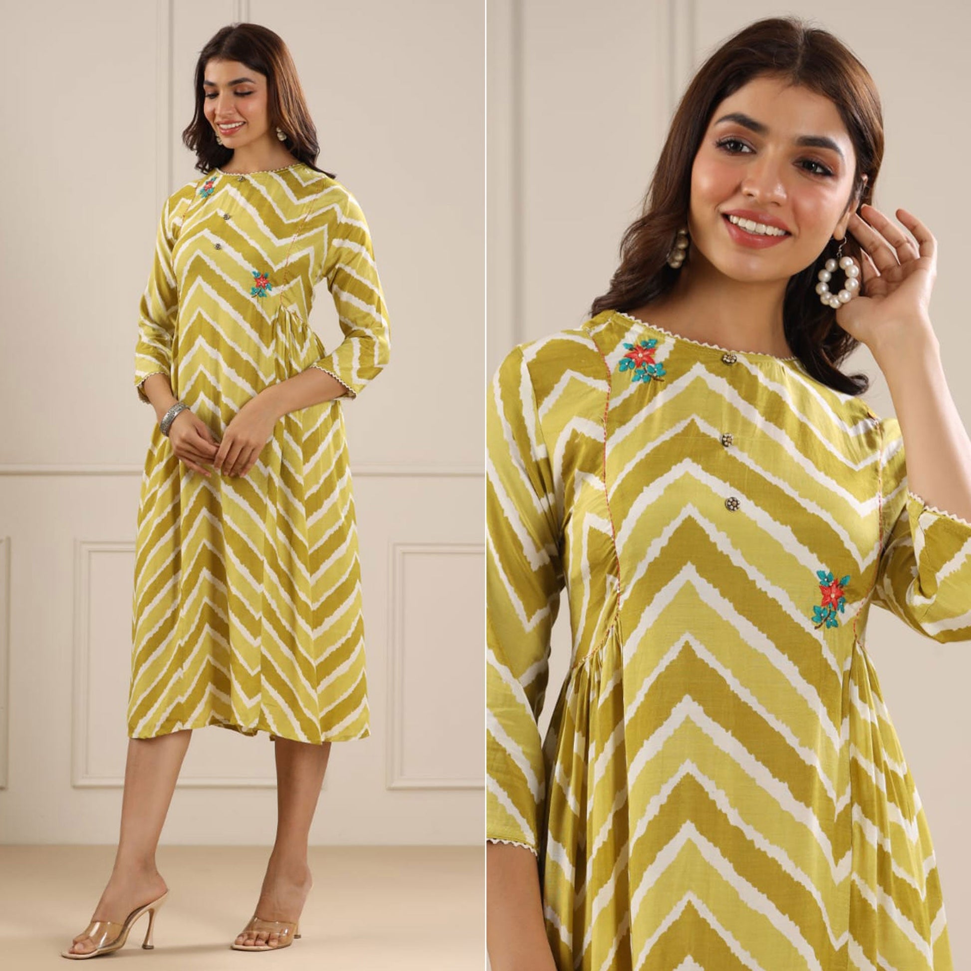 green-floral-printed-muslin-dress