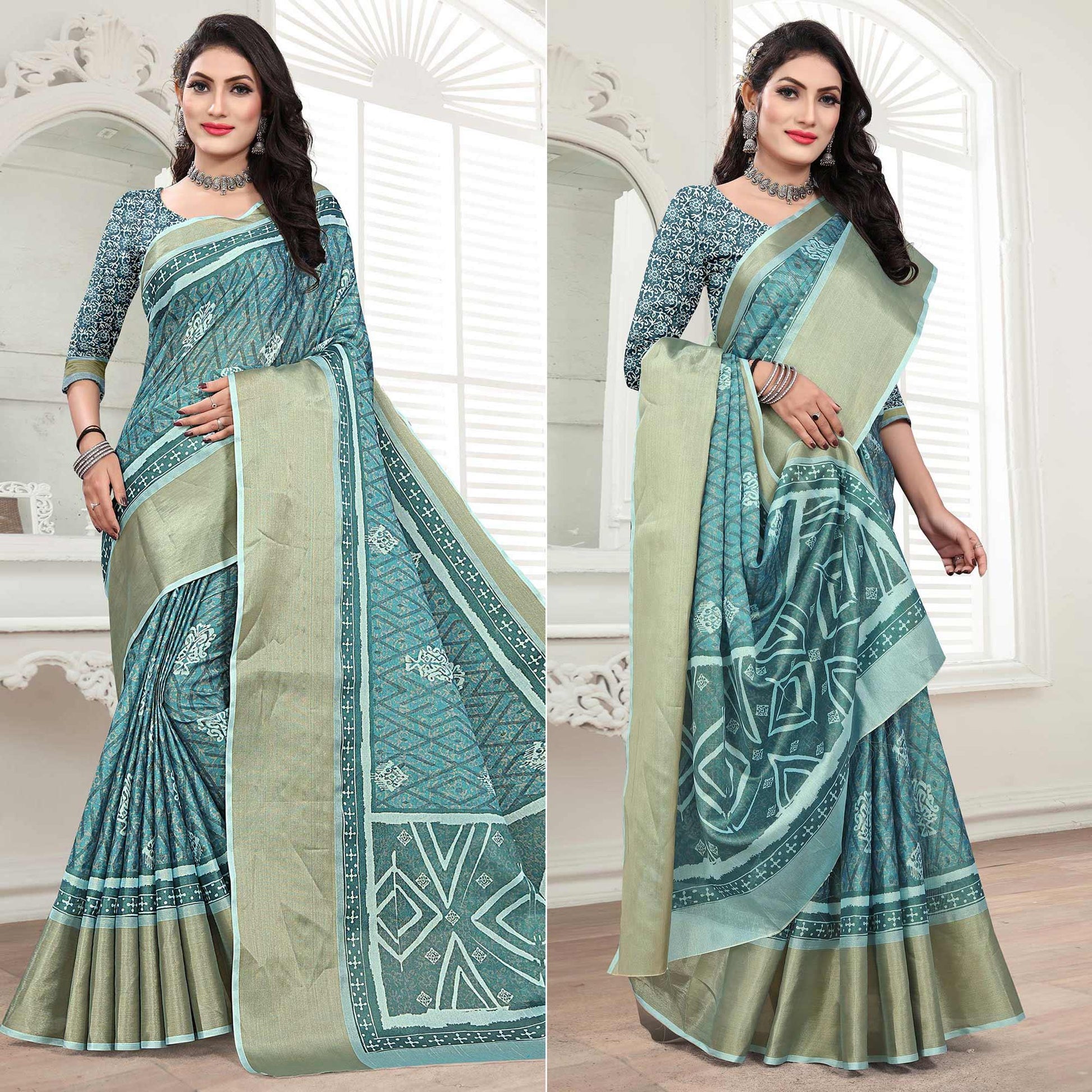 Firoji Casual Wear Digital Printed Cotton Silk Saree
