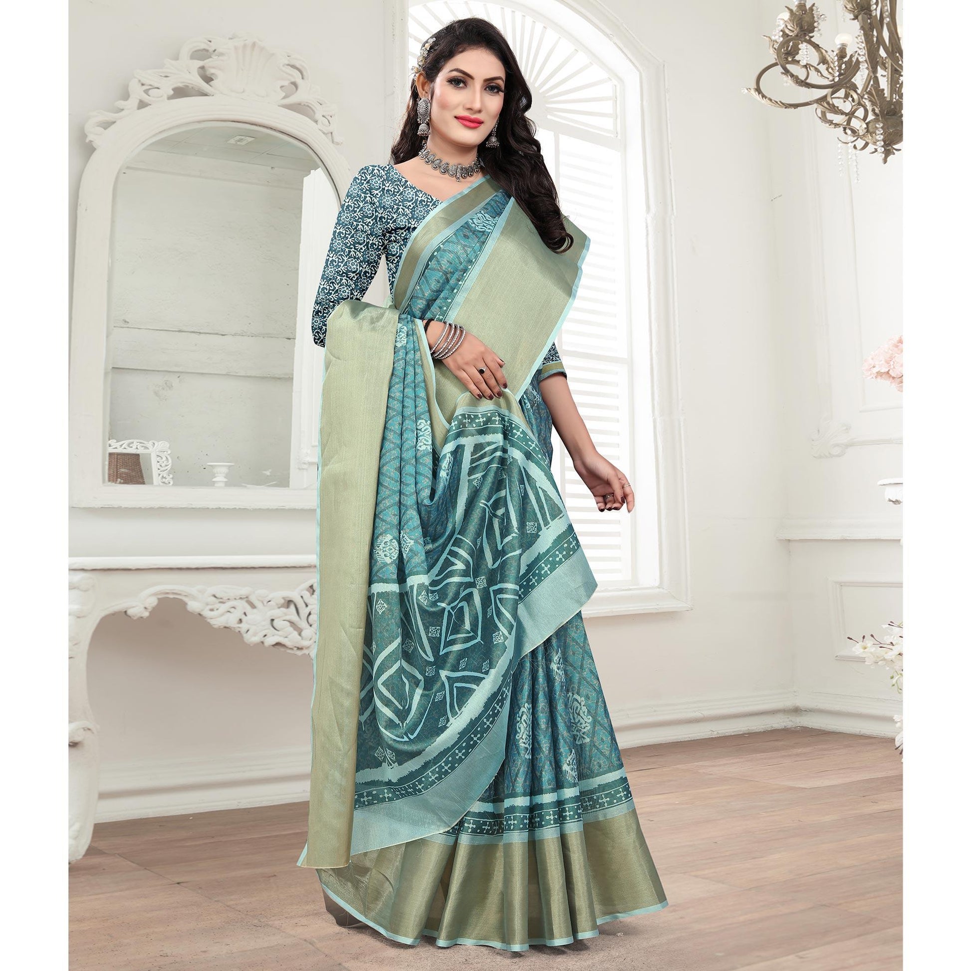 Firoji Casual Wear Digital Printed Cotton Silk Saree
