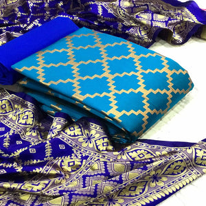 Firoji Casual Wear Embroidered Banarasi Silk Dress Material