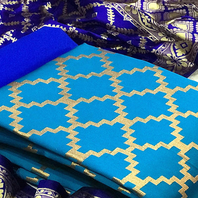 Firoji Casual Wear Embroidered Banarasi Silk Dress Material