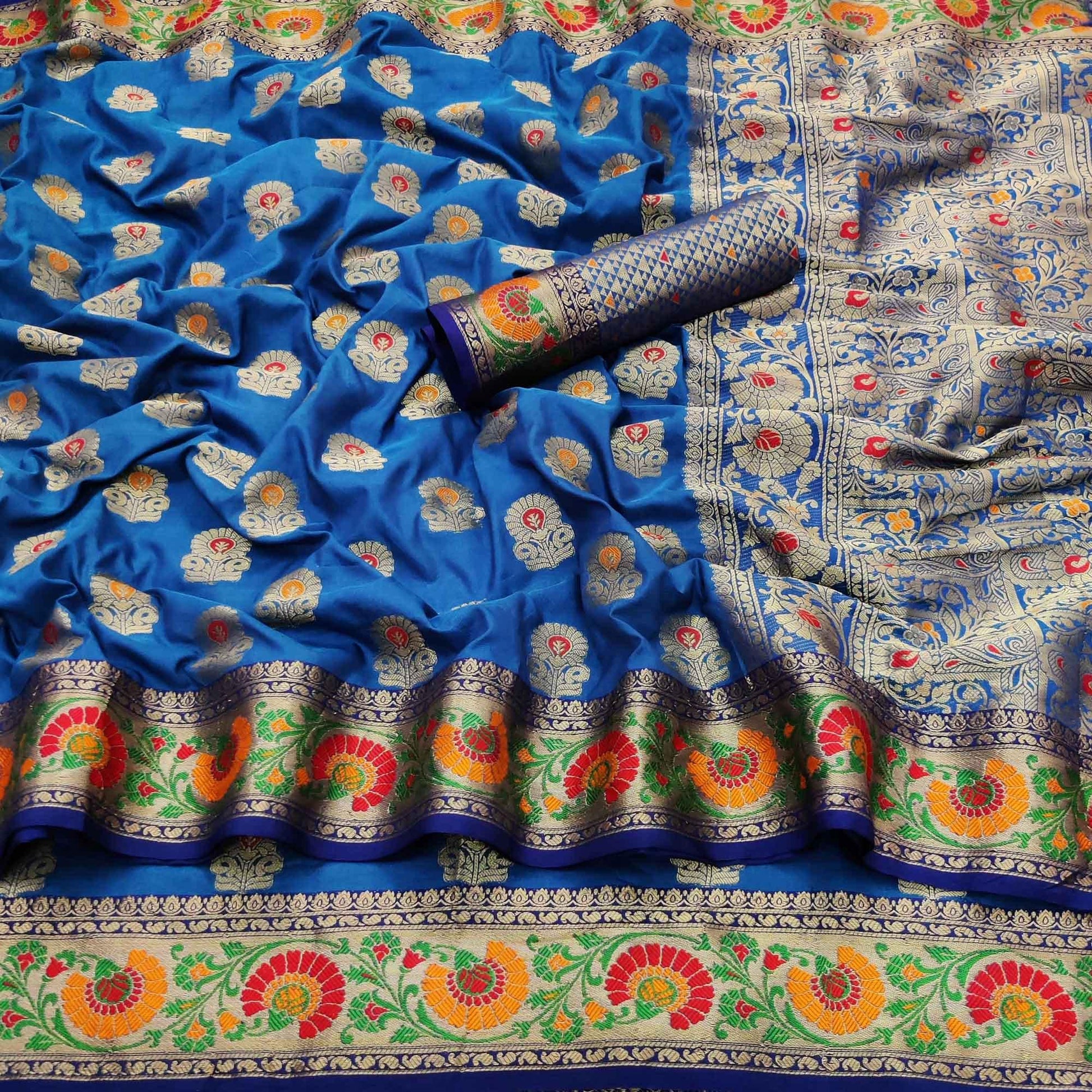 Firoji Festive Wear Floral Woven Soft Silk Saree