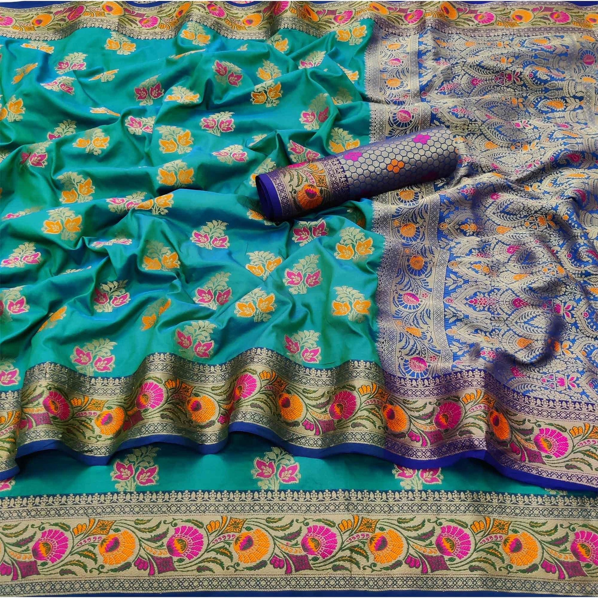 Firoji Festive Wear Floral Woven Soft Silk Saree