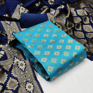 Firoji Festive Wear Woven Banarasi Silk Dress Material