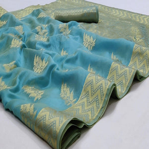 Firoji Festive Wear Woven Soft Organza Saree