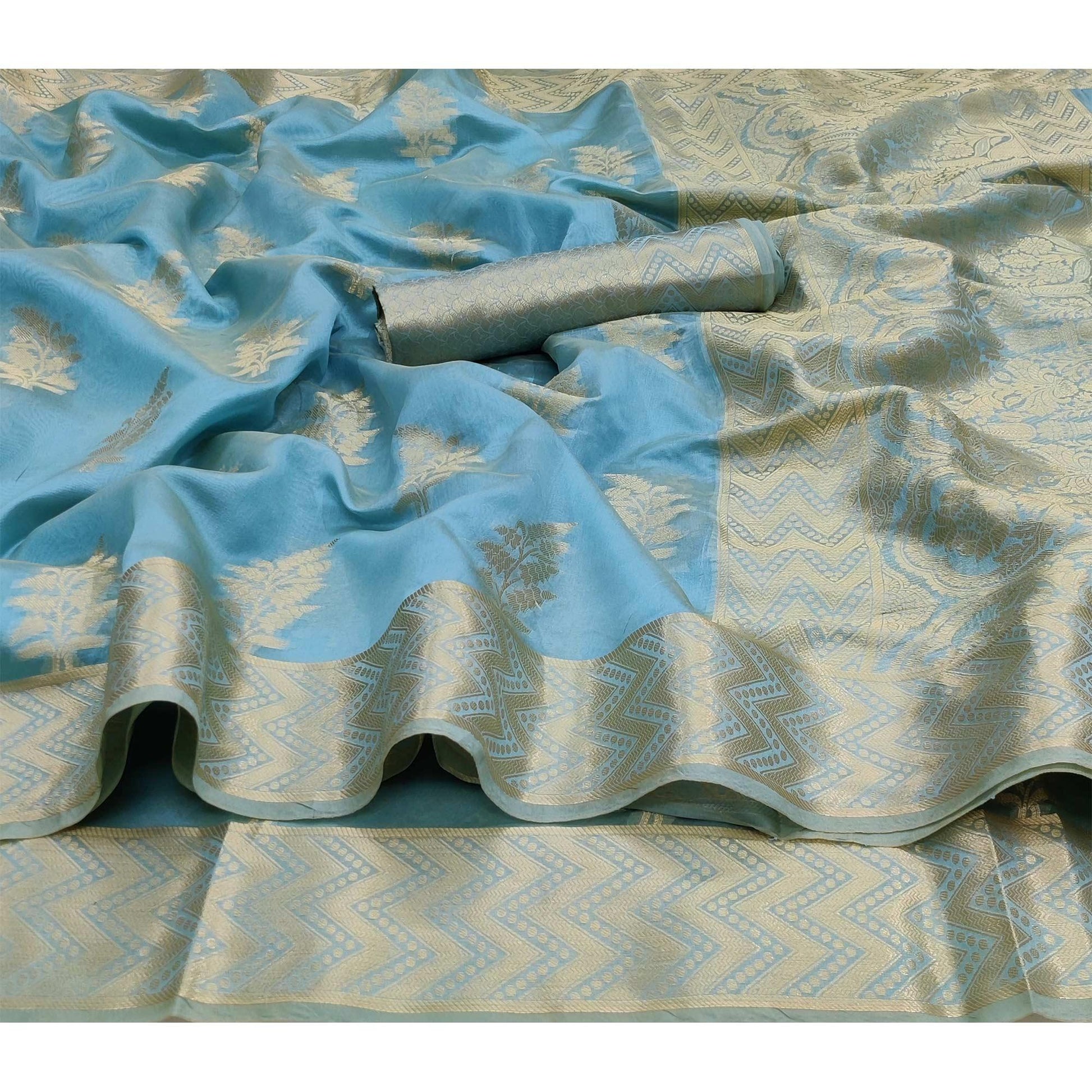 Firoji Festive Wear Woven Soft Organza Saree