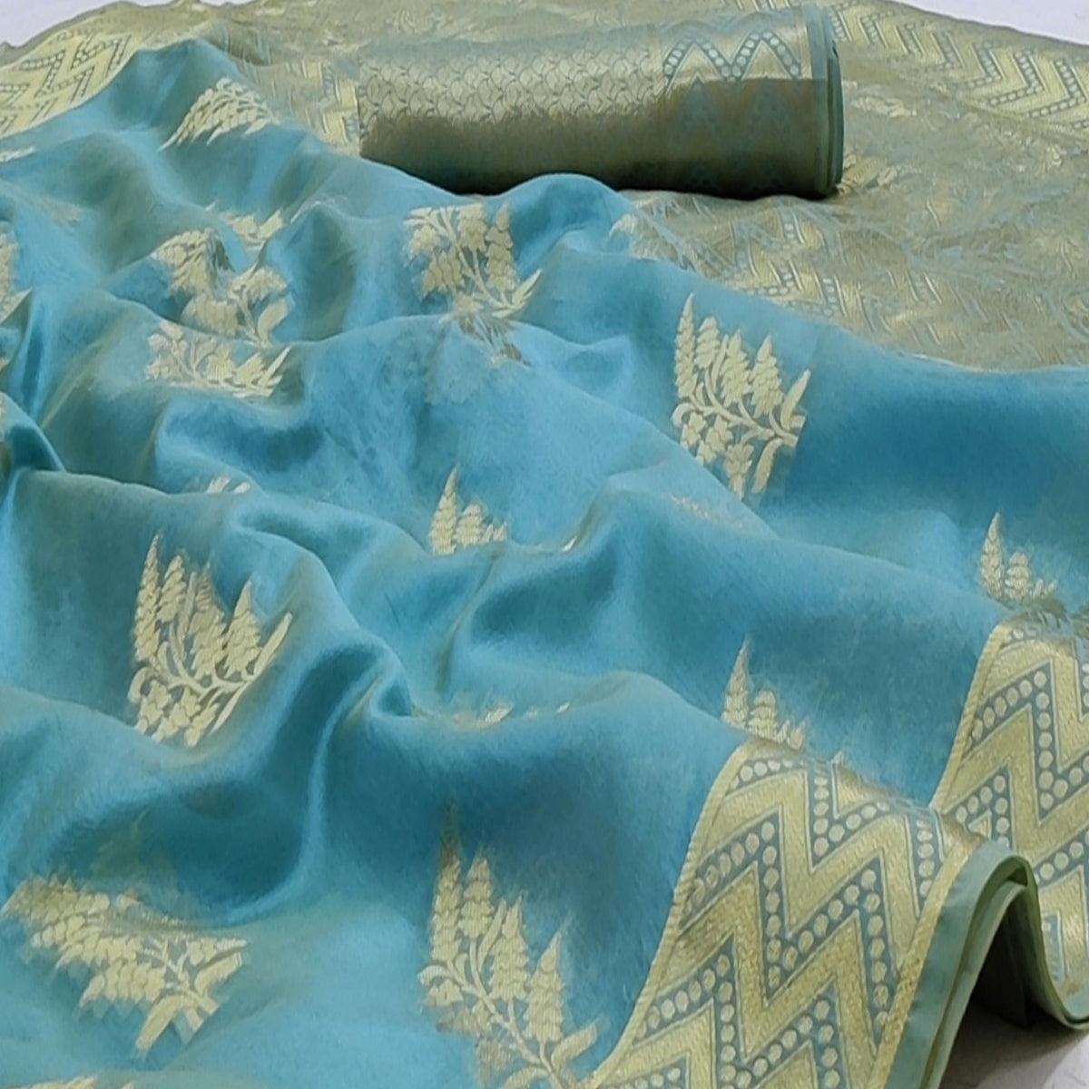 Firoji Festive Wear Woven Soft Organza Saree