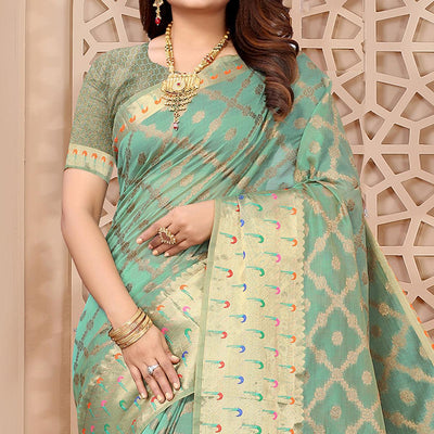Firoji Woven Organza Saree