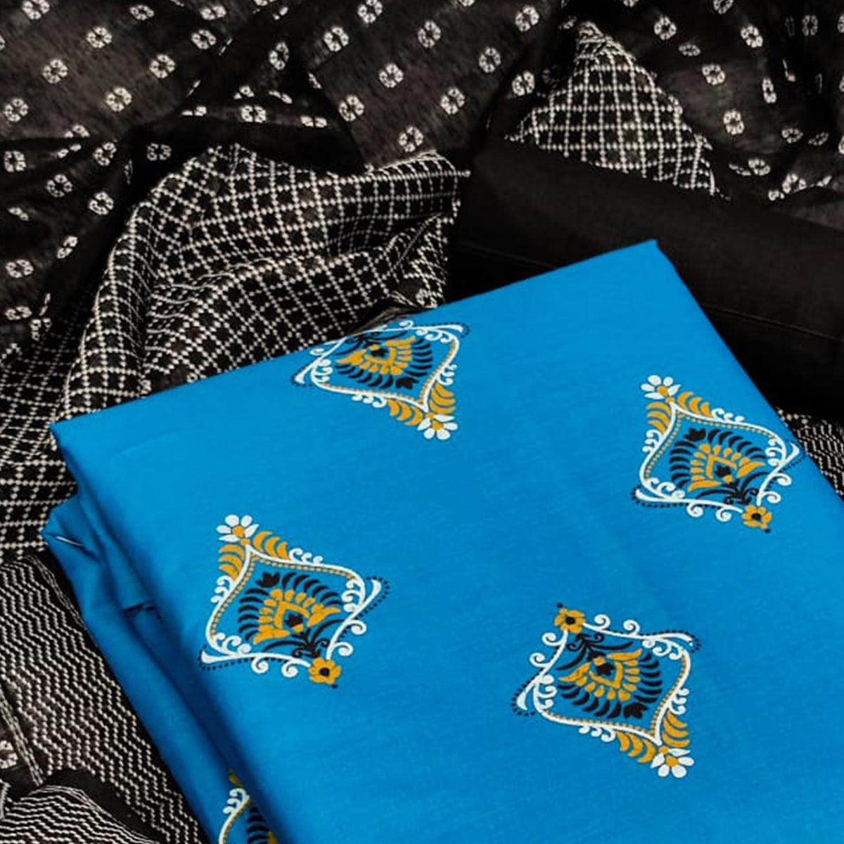 Firozi Casual Wear Printed Cotton Dress Material