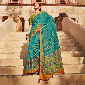 Firozi Festive Wear Printed Silk Saree