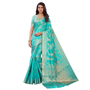 Firozi Festive Wear Woven Art Silk Saree